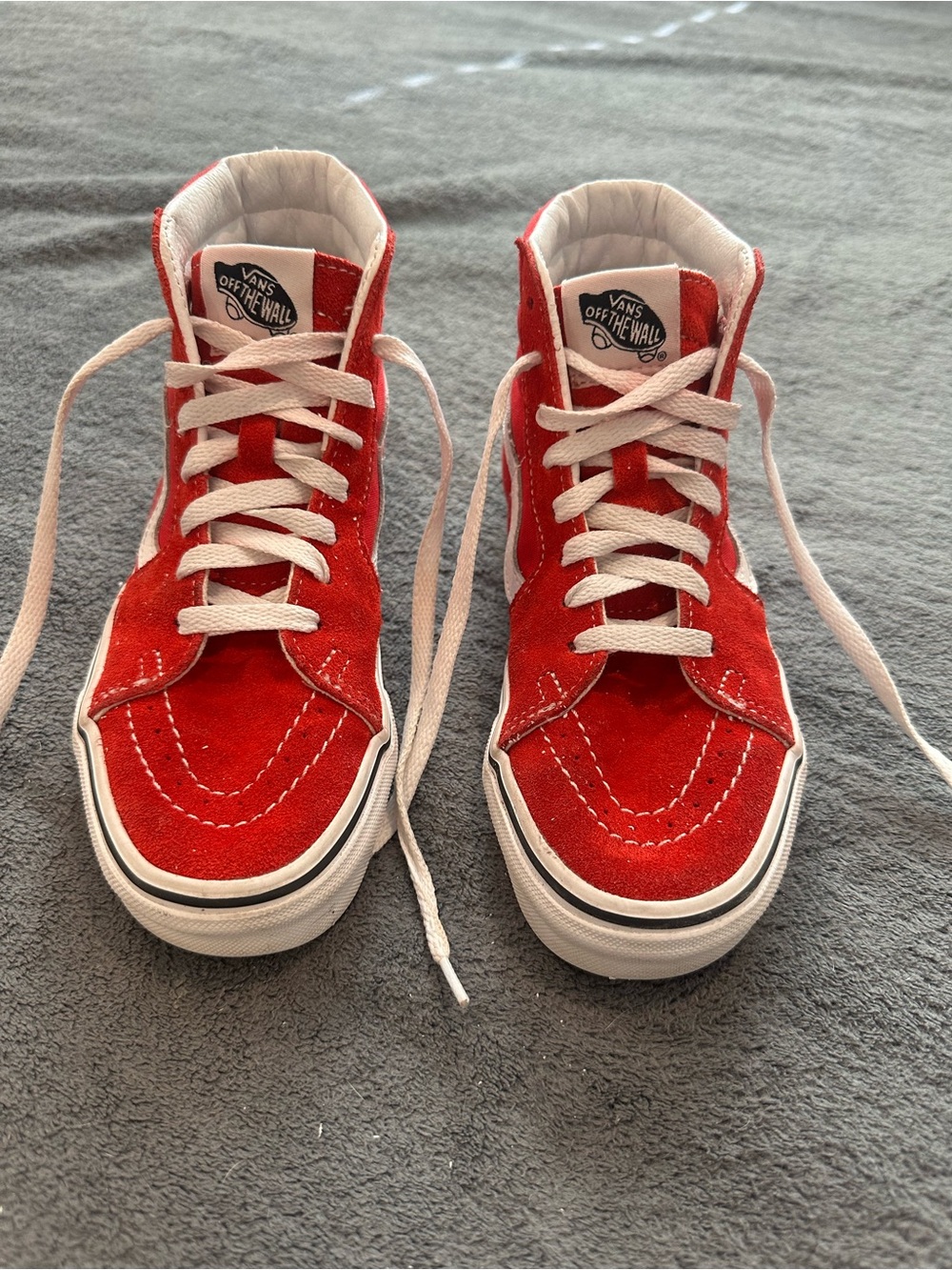 Vans Kids Red Suede High-Top Sneakers with White Laces